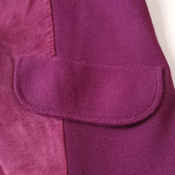 Jones New York Purple Burgundy Red Genuine Suede Button Front Jacket Women's 0X - Picture 7 of 12